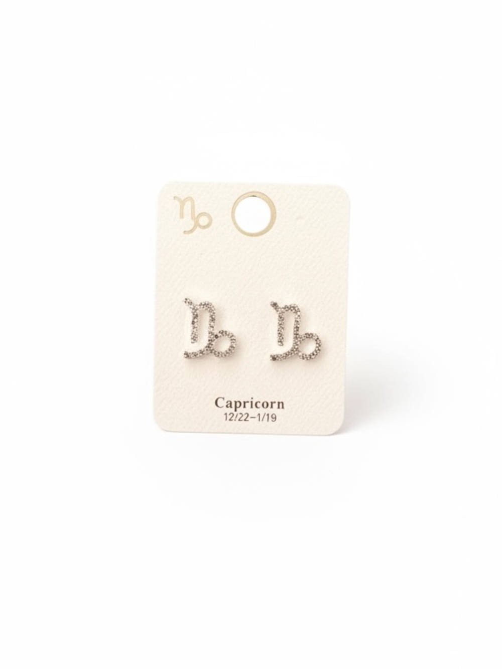 Capricorn Astrological Zodiac Sign Rhinestone Silver Earrings Dec 22 - Jan 19